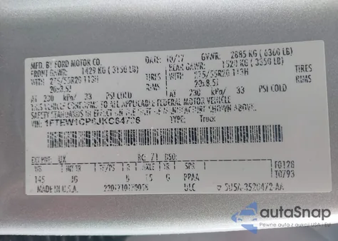 2018 Ford F-150 Xl from USA, damaged, VIN 1FTEW1CP6JKC64736